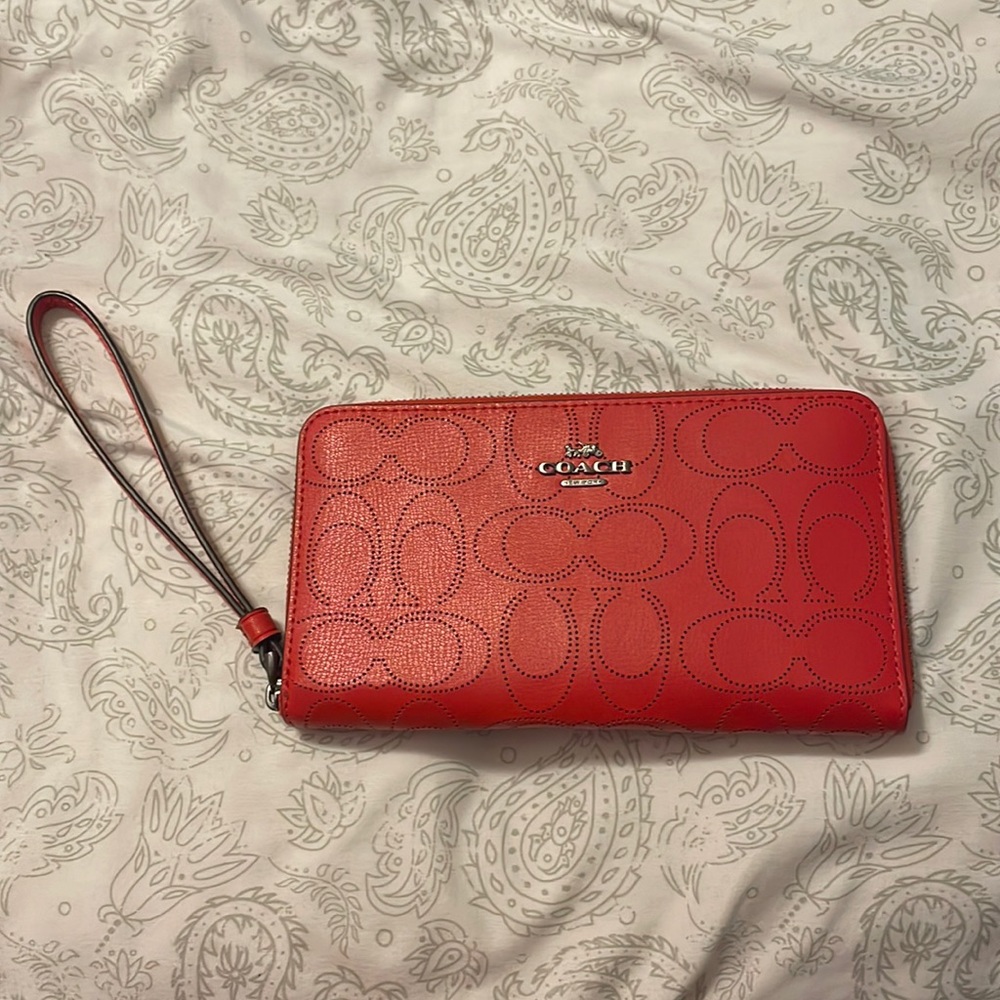 Authentic red Coach wristlet